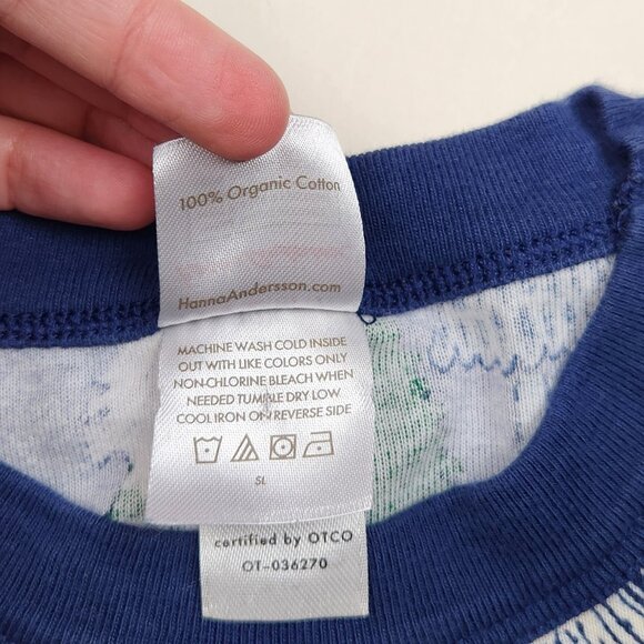 Hanna Andersson Christmas Twinkly Trees on Navy Long Sleeve Pajama Shirt sz 12 - Picture 6 of 7